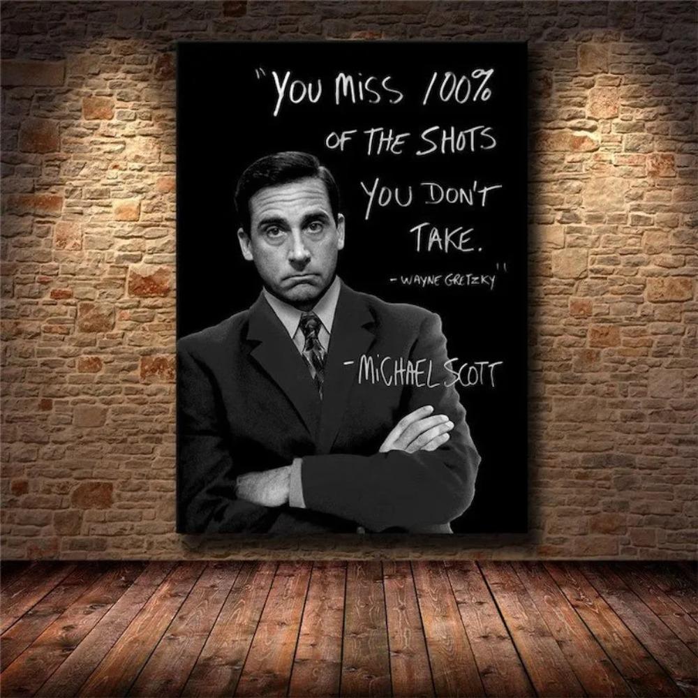 Serie TV Classica The Office Citazioni di Michael Scott You Miss 100% Of The Shots Poster Pittura su Tela Arte da Parete Immagini Decorazioni per la C