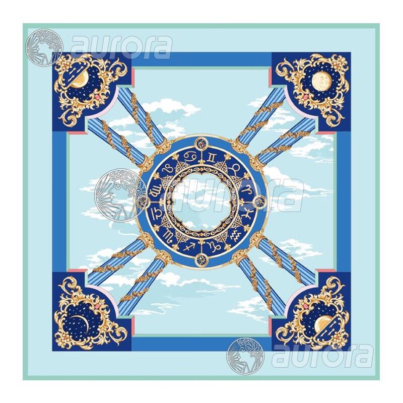 

Aurora Clear Sky Bright Moon Mulberry Silk Square Scarf 66*66cm