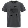 Cotton T Shirt Printed Cat Playing Staves Funny T-shirts for Men Summer Short Sleeve Top Tee Shirts Casual Basic Mens T-shirt
