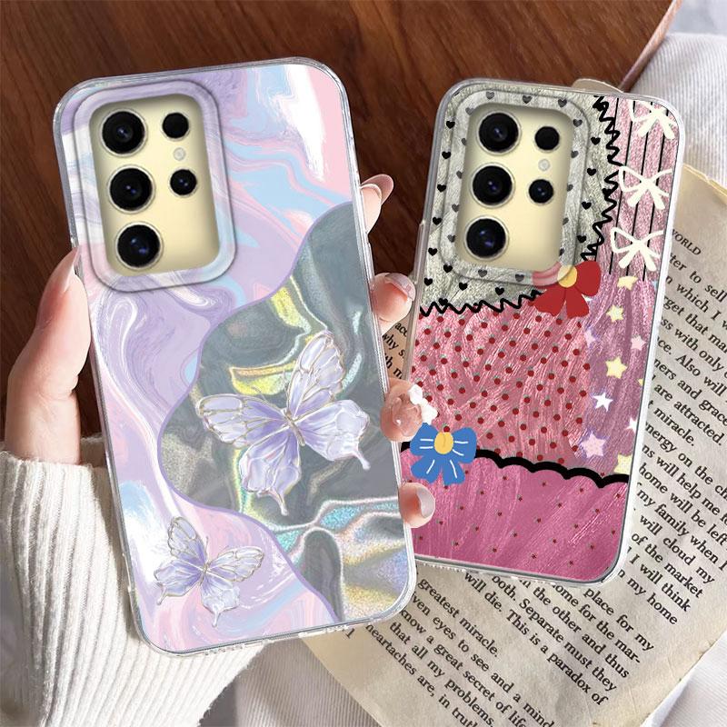 For Samsung Galaxy A15 A16 A25 A26 A35 A36 A55 A56 S24 S25 Plus Ultra 5G Phone Cover Cartoon Cat Leopard Print Patterns Bumper