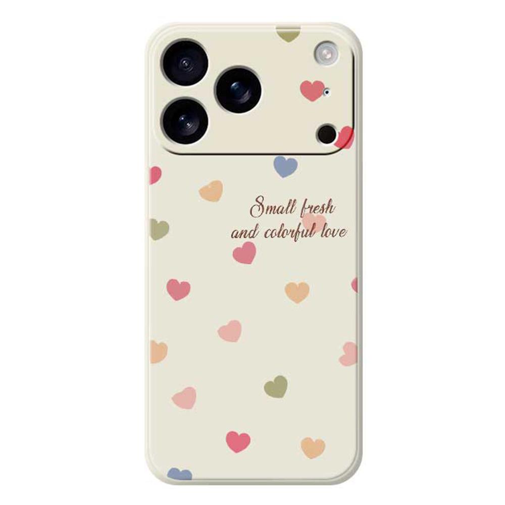 For iPhone 17 Pro Max Case Colorful Love Pattern Printing Straight Edge TPU Phone Back Cover