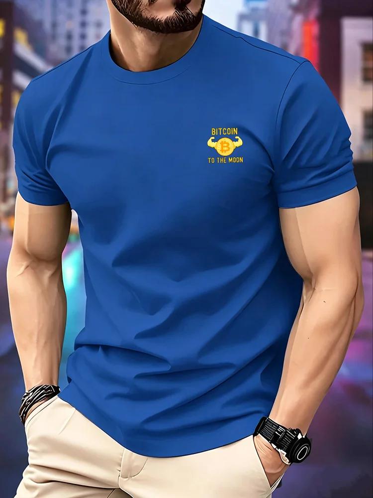 Unisexs Bitcoin To The Moon TShirt Crypto Currency Print ONeck Short Sleeve Casual Streetwear Graphic Tee Tops