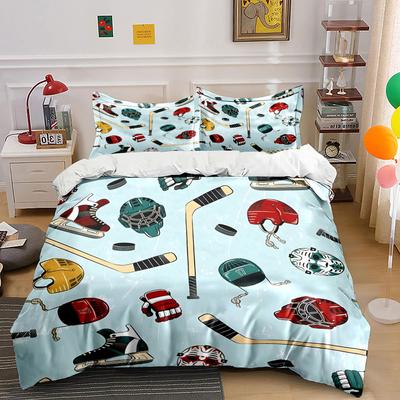 Ice Hockey Gear Set For Sports Multiple Sizes Kid'S And Adults' Bedroom Exquisite 3Pc Bedding Set, Gift