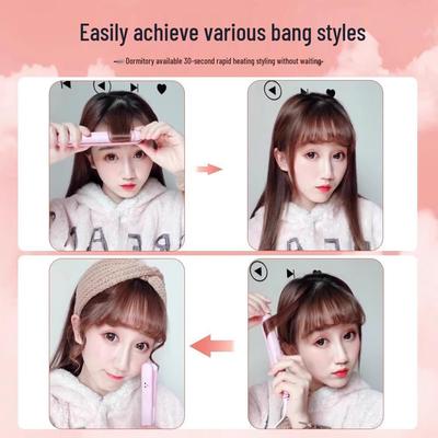 Compact Dual-Use Straightening & Curling Iron for Bangs - Portable Mini Design