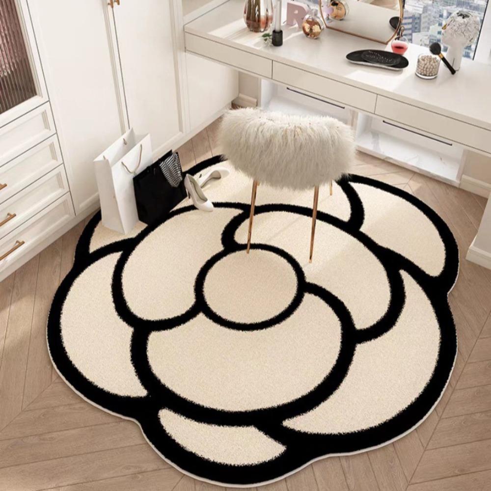 Soft Crystal Velvet Camellia Carpet Non-slip Quick-Drying Floor Rugs 60x60CM Absorbent Floor Mat Living Room Bathroom