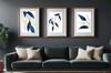 Blue and Cream Leaves Poster Set PLN030