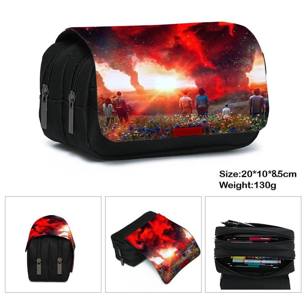 Stranger Things 5 Pencil Case, Large Capacity Multi-Layer Storage, Wear-Resistant Oxford Cloth Student Stationery Bag