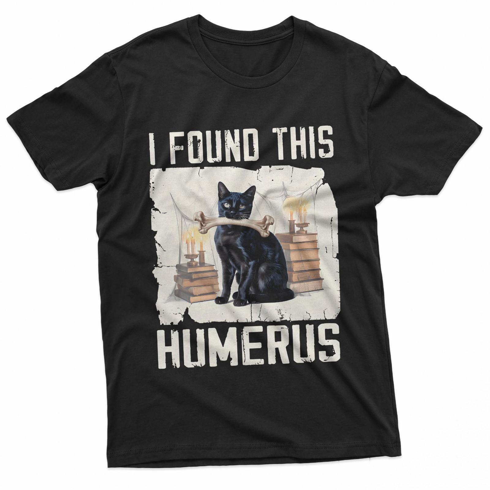 I Found This Humerus Vintage Funny Scary Black Cat Halloween T-Shirt S разноцветный