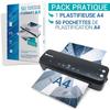 Plastifieuse A4 A5 A6 A7 Pro Rapide À Chaud Et À Froid Jusqu’à 2x125 Microns Pack Avec 50 Pochettes A4