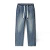 Spring and Summer New Washed Retro Three-bar Jeans Men's Mid-waist Trendy Brand Floor-mopping Trousers