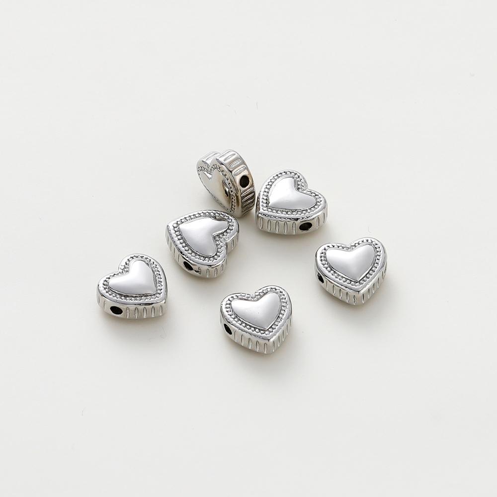 5pcs/lot 14K/18K Gold Plated Brass Love Heart Spacer Beads Handmade DIY Bracelet Jewelry Accessories Beaded Material Findings