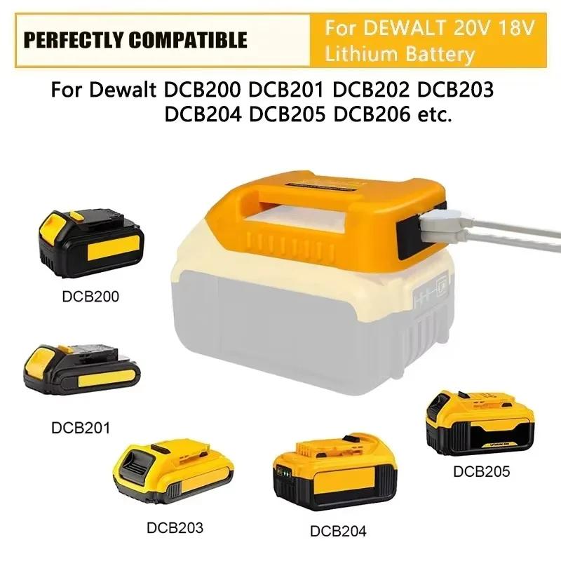 USB Charger Adapter for Dewalt 18V 20V Li-ion Battery with USB and Type-C Fast Charging DCB200 DCB205 for DEWALT