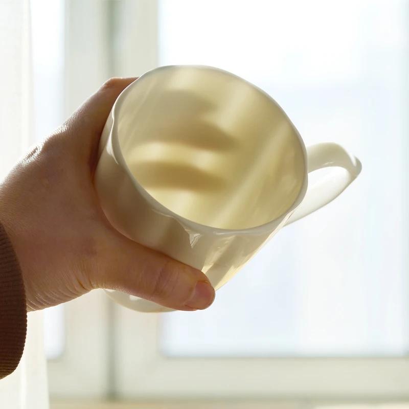400ml Lovely Pure White Bone China Pumpkin Design Mugs Cups for Daily Coffee Tea Drinking Home Office Use