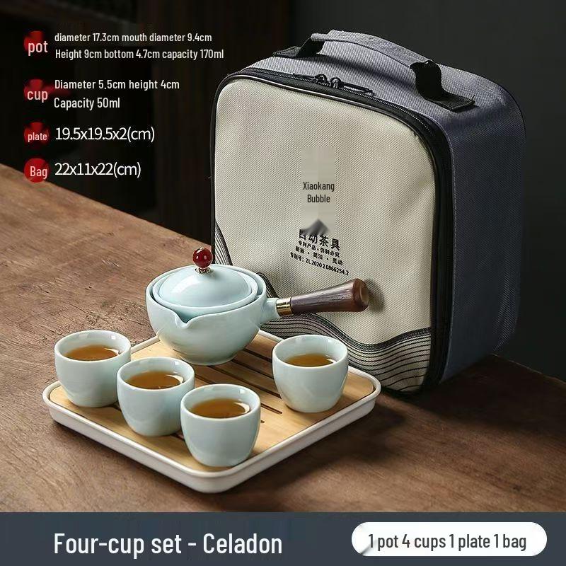 Portable Ceramic Travel Tea Set with Automatic Kung Fu Tea Maker - Business Gift