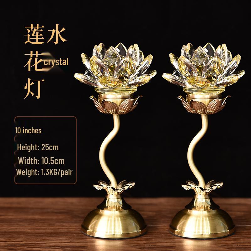 Seven-Color LED Crystal Lotus Lamp for Buddha and Guanyin Offerings