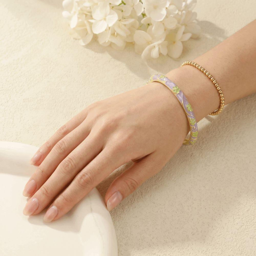 Cloisonne Enamel Enamel Dropped Glaze Bangle Flower Oil Drop Bracelet  Women's Gift