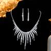 Tednding Fashion Rhinestone Simple Necklace Earrings Fine Jewelry Set for Women