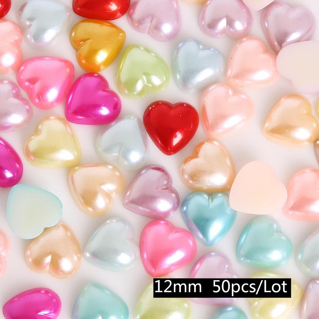 50-300Pcs Flatback Heart Shape Plastic ABS Imitation Pearl Beads For DIY Craft Scrapbook Decoration Apparel Sewing Garment Accessories