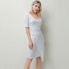 Fashion Women elegant Casual Slim Fit High Quality Solid Metal Buckle Plus Size  Irregular Dress