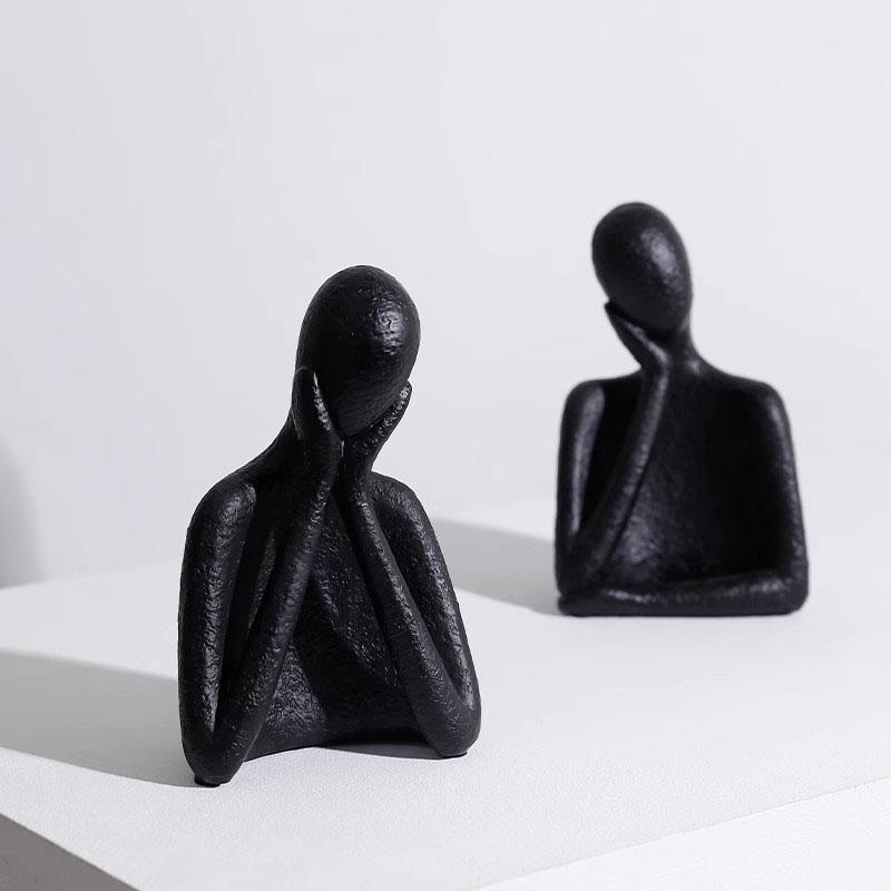 European Style Ceramic Figure Sculpture Handicraft Black and White Human Body Ornaments Abstract Art Living Room Office Ornament