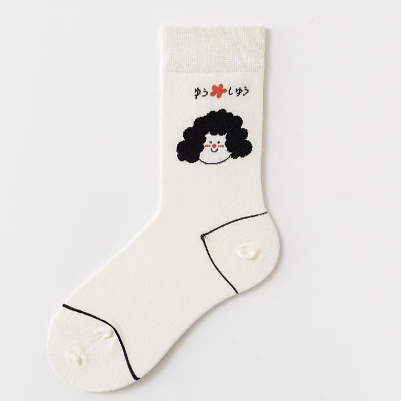 Female Spring and Autumn Cartoon Cute Zebra Cow Dog Creative Tube Socks