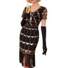 Flapper Dresses 1920s V Neck Sequins Fringed Dress Great Gatsby Dress for Womens Cocktail Dresses