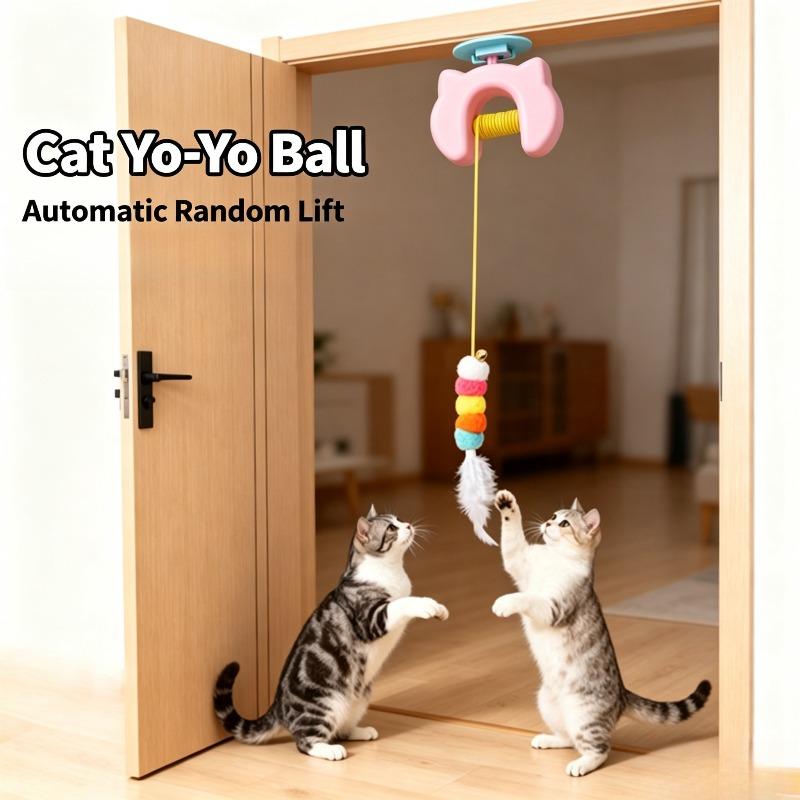 Lifting Cat Toy Hanging Door Interactive Teaser Toy Electric Retractable Yo‑yo Ball Self Play Entertainment For Cats