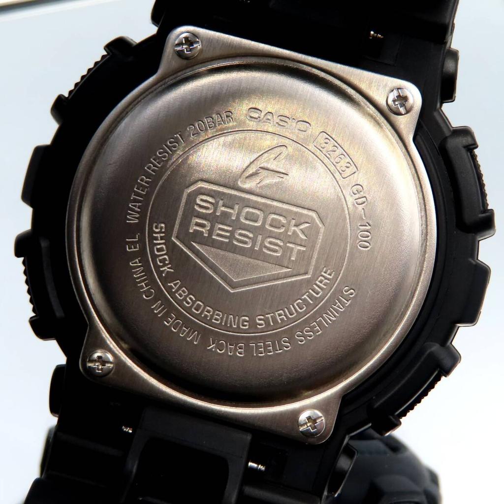 CASIO BLACK Watch Black Digital Calendar Black Dial Maximum Wrist Size 21cm / G-SHOCK GD-100 Approx.