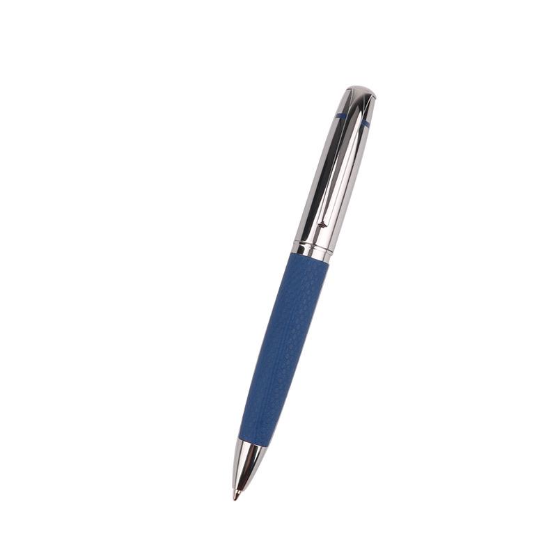 Rotating Metal Ballpoint Pen PU Leather Business Advertising Gift Oil Pen Stationery, Student Pens, Office and Business Pens