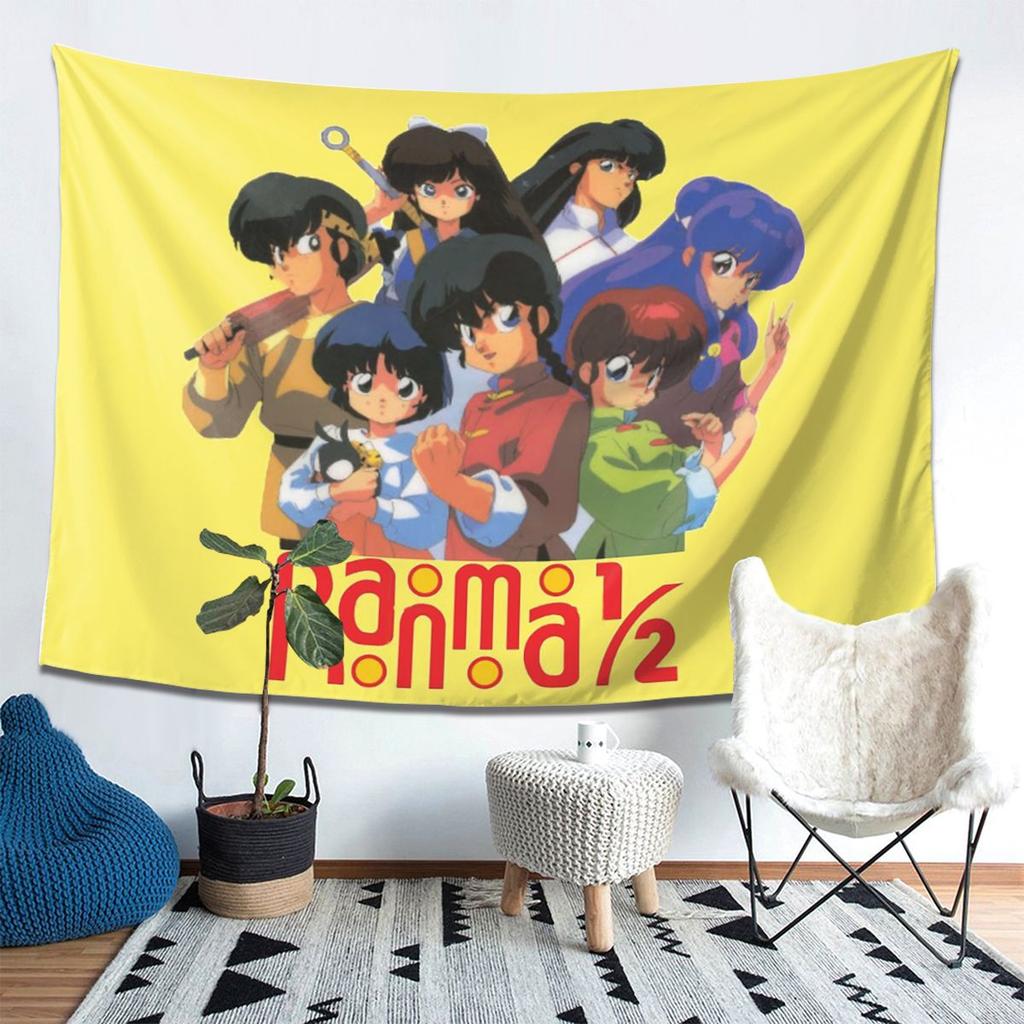 Ranma Saotome Pig Girls Tapestry Decor Art Aesthetic Tapestries for Living Room Bedroom Home Wall Cloth Wall Hanging