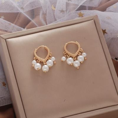 Korean Fashion Tassel Water Drop Pearl Earrings for Women Jewelry Trending New High Class Women's Heart Ear Buckle Earrings