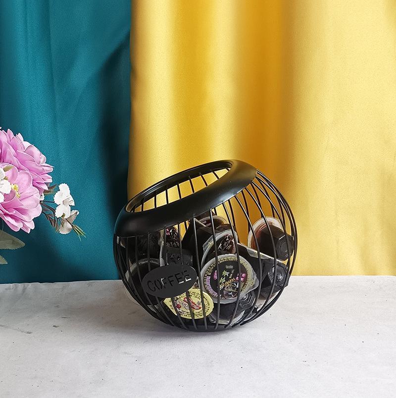 European-Style Irregular Wrought Iron Fruit Basket & Coffee Capsule Rack