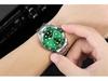 Herren High-End Grüner Wassergeist Quarz Uhr mit Kalender und Stahlband