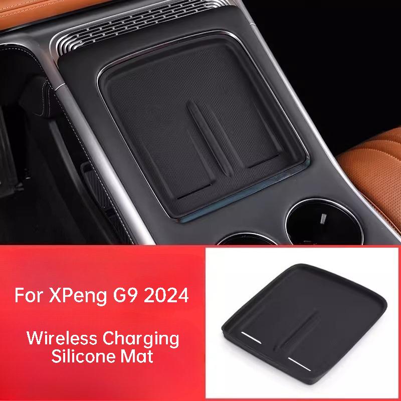 For XPeng G9 2024 2025 Car Wireless Charging Silicone Mat Dustproof Non Slip Charging Panel Protector Interior Accessories
