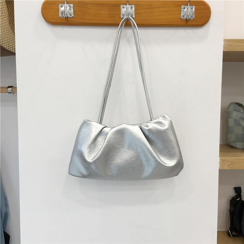 Vintage Pleated Cloud Bag for Women Soft Leather Large Capacity Shoulder Bags Shopping Bags Solid Color