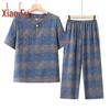 Women's Mid-Aged Summer Short Sleeve Two-Piece Set