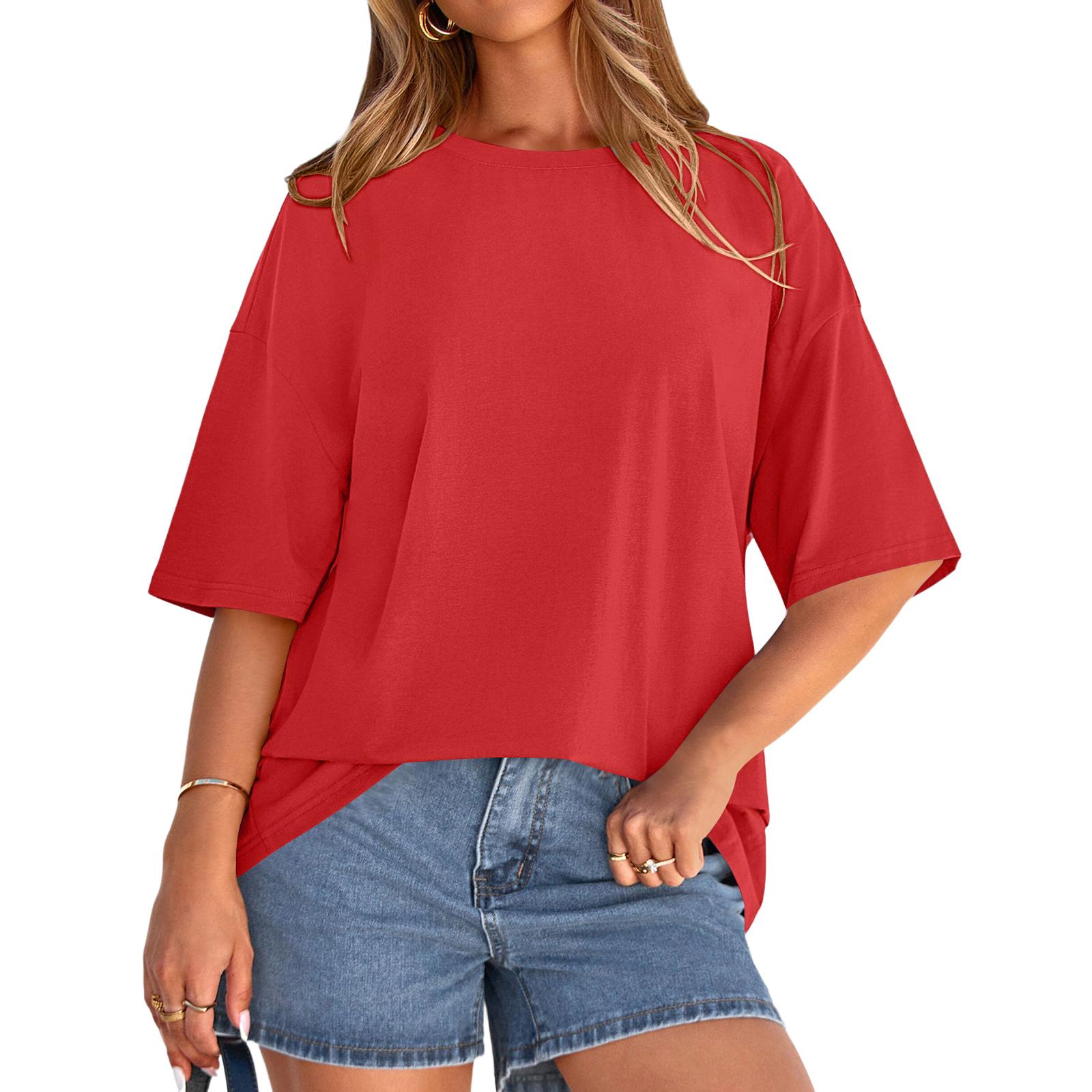 Женский повседневный универсальный топ оверсайз S красный