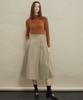 MANAVIS7 Pintuck A-Line Long Skirt [Beige]