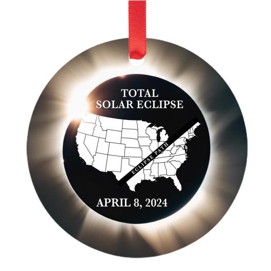 2024 Solar Eclipse Decoration Acrylic Path of Totality States Ornament Total Solar Eclipse Round Pendant Astronomy Lovers Keepsake Gift