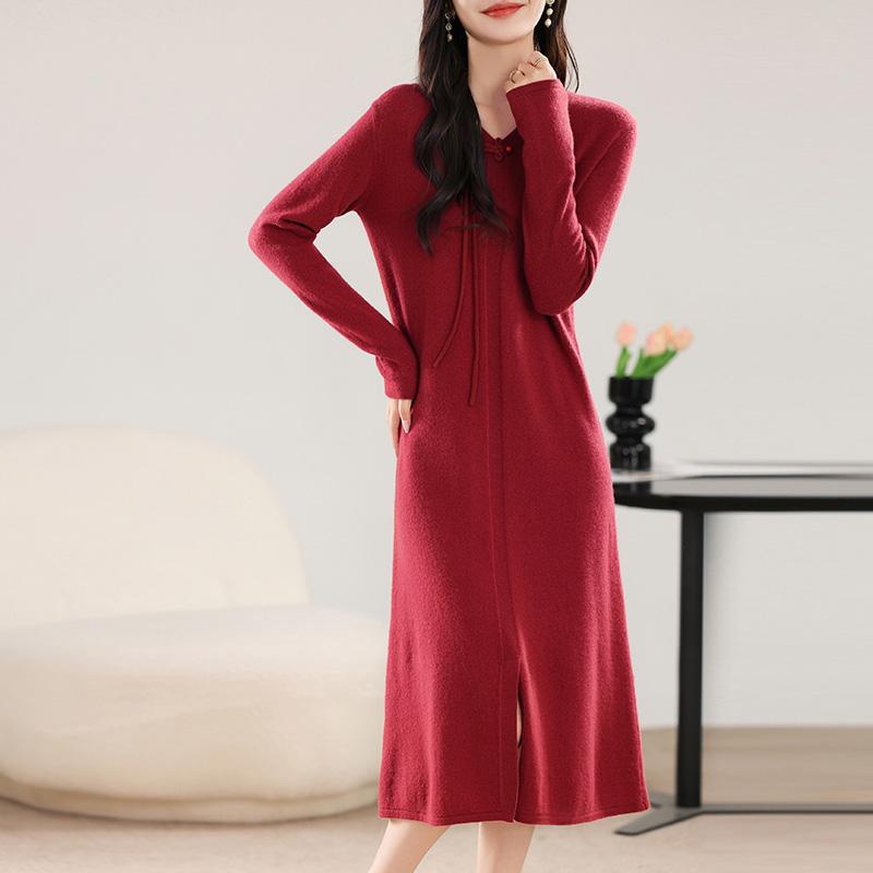 Women's Cashmere Dress Qinghe Cashmere 30% Cashmere 70% Wool Autumn and Winter Cashmere Skirt Soft and Warm