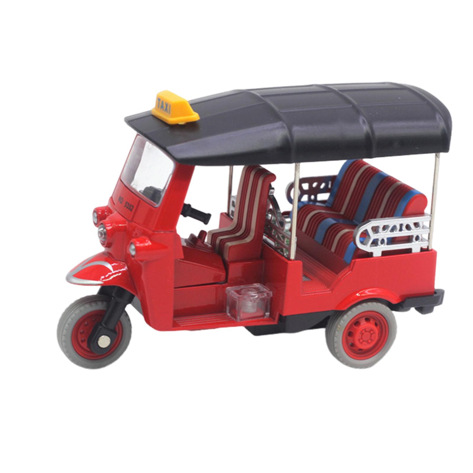 

Тайская модель трехколесного велосипеда, игрушечная модель тук-тука из сплава для детей и коллекционеров в ярком цвете с конструкцией из сплава