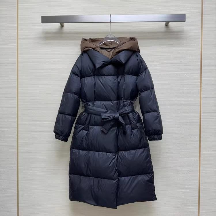 Fake two-piece detachable hooded fashion slim-fitting long down jacket women's European station high-end simple temperament women's coat