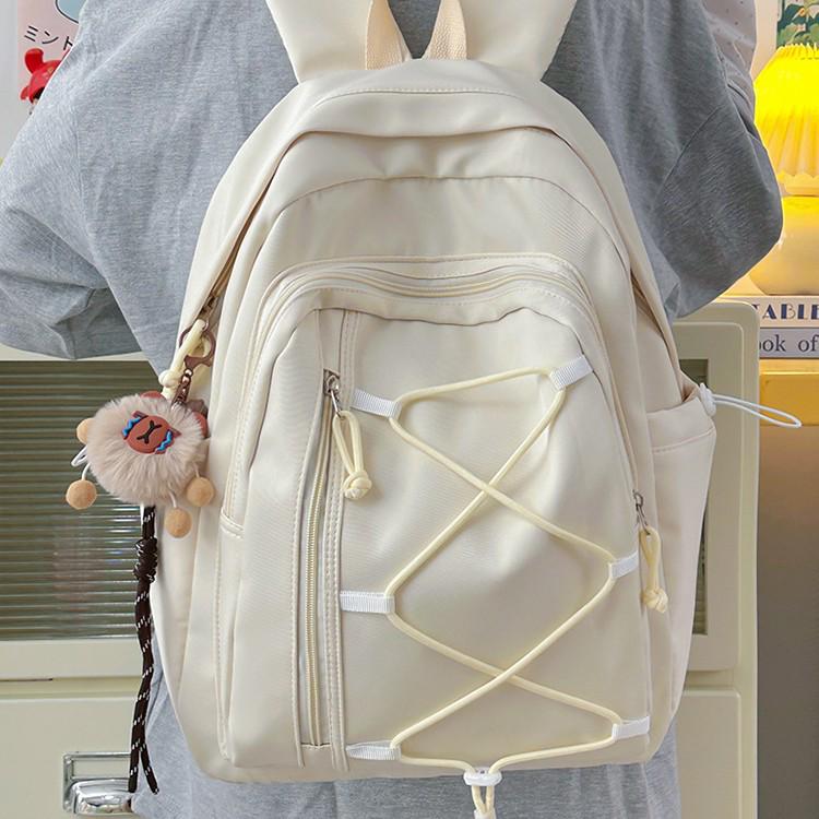 Japanese Style Color Block Drawstring Backpack: Large Capacity Sports & Travel Bag for Men and Women