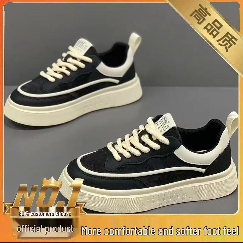 Herbst 2025 Herren Atmungsaktive Trendige Low-Top Weiß Skate Schuhe mit dicker Sohle