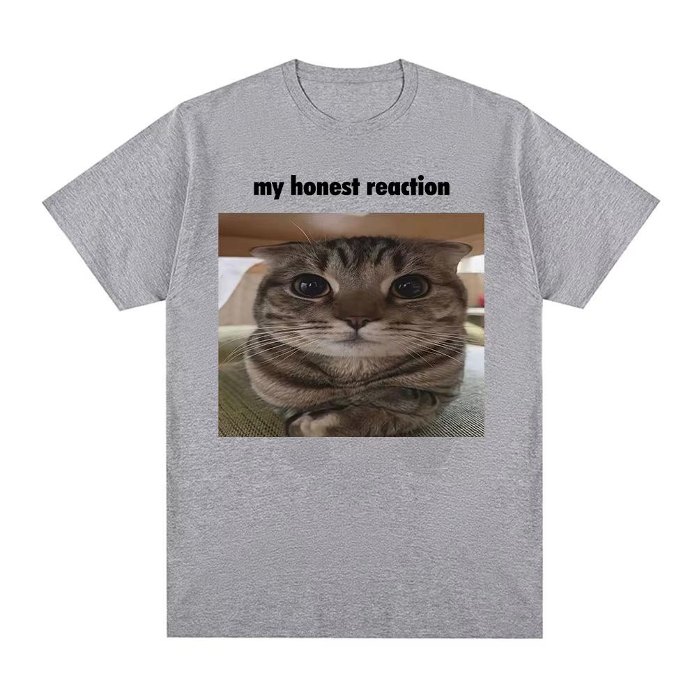 My Honest Reaction Cat Funny Printed Summer Women Tshirt Short Sleeve Round Neck Casual Summer Women Tshirt Clothing