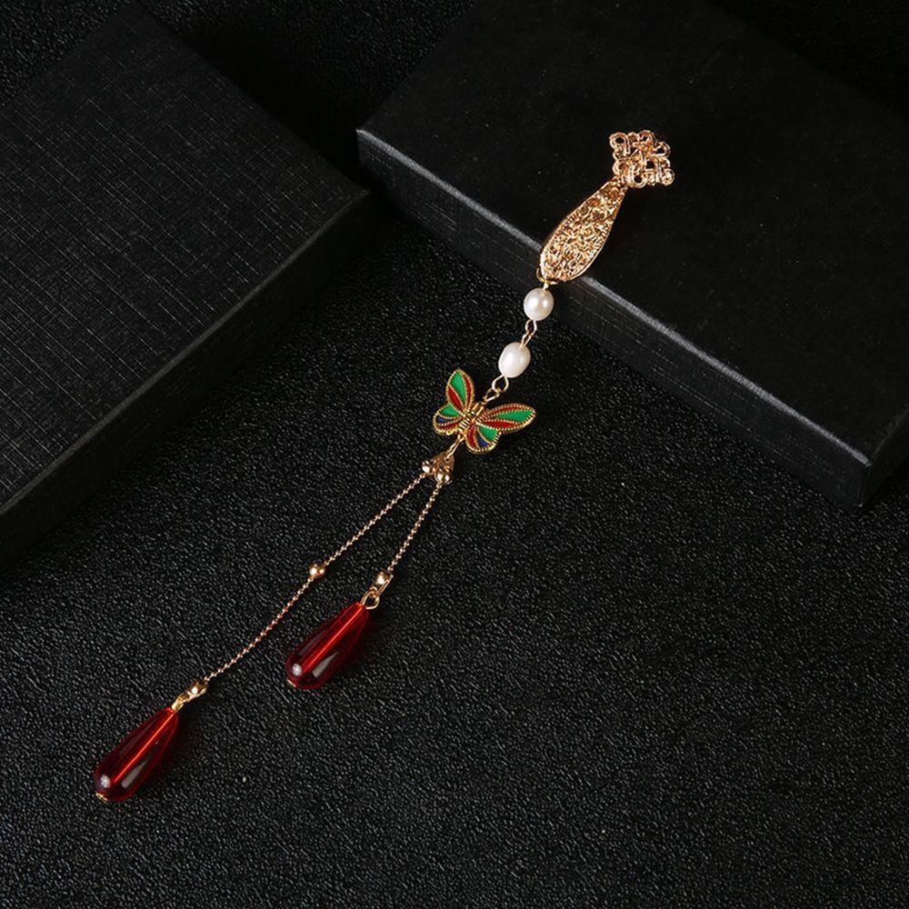 Accessories Tassel Brooches Antique Fan Pendant Metal Collar Pins Cheongsam Pin Accessories