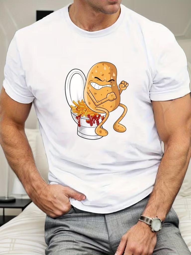 Tshirt With Funny Potato Chip Pattern For Unisex And WoUnisex Top Soft And Breathable Neutral Short Sleeved Casual Asian Size S5XL
