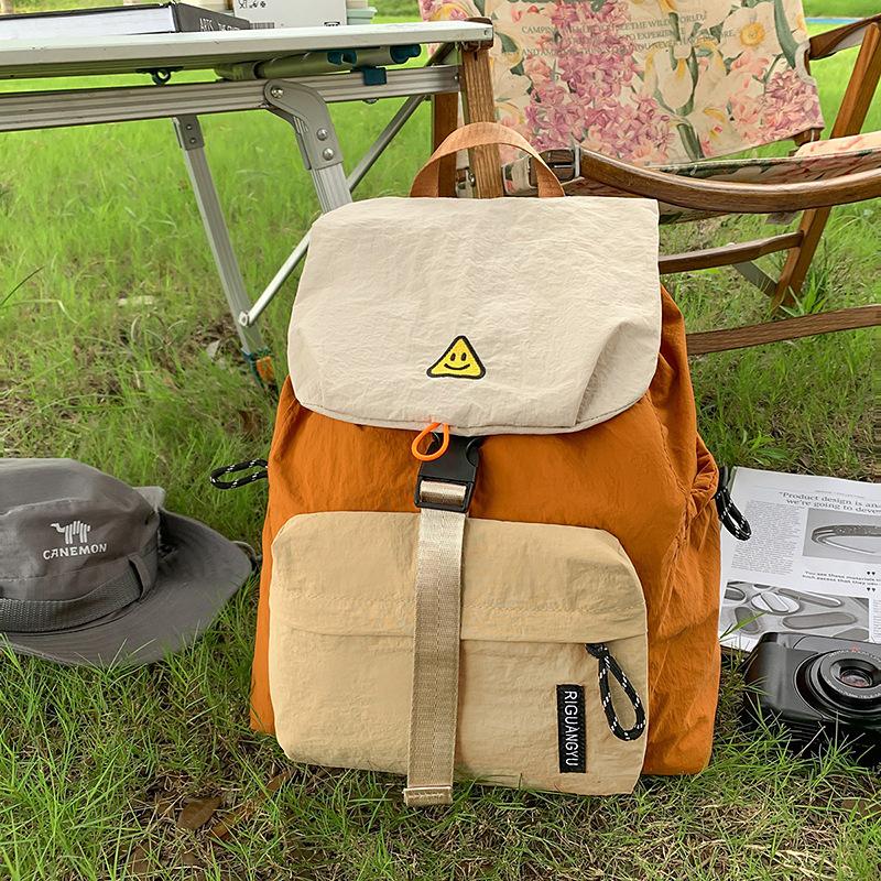 Leisure Outdoor Travel Men's and Women's Backpacks Large Capacity Simple Contrast Color Art College Style Student Backpacks