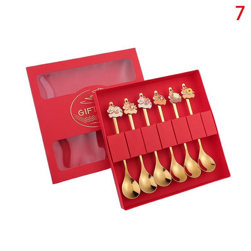 Year Of The Horse Chopsticks Spoons Set Gold Chinese  Year Stainless Steel Spoon Dessert Forks Decoration For Tableware