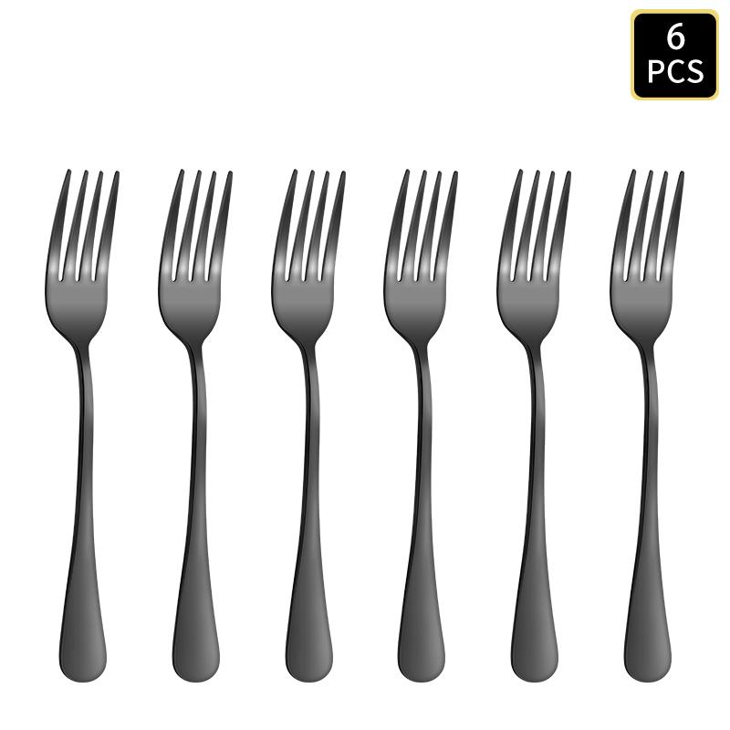 4/6/16/24pcs Black Stainless Steel Cutlery 1010 Round Handle Fork and Spoon Cutlery Set Suitable for Home and Hotel4